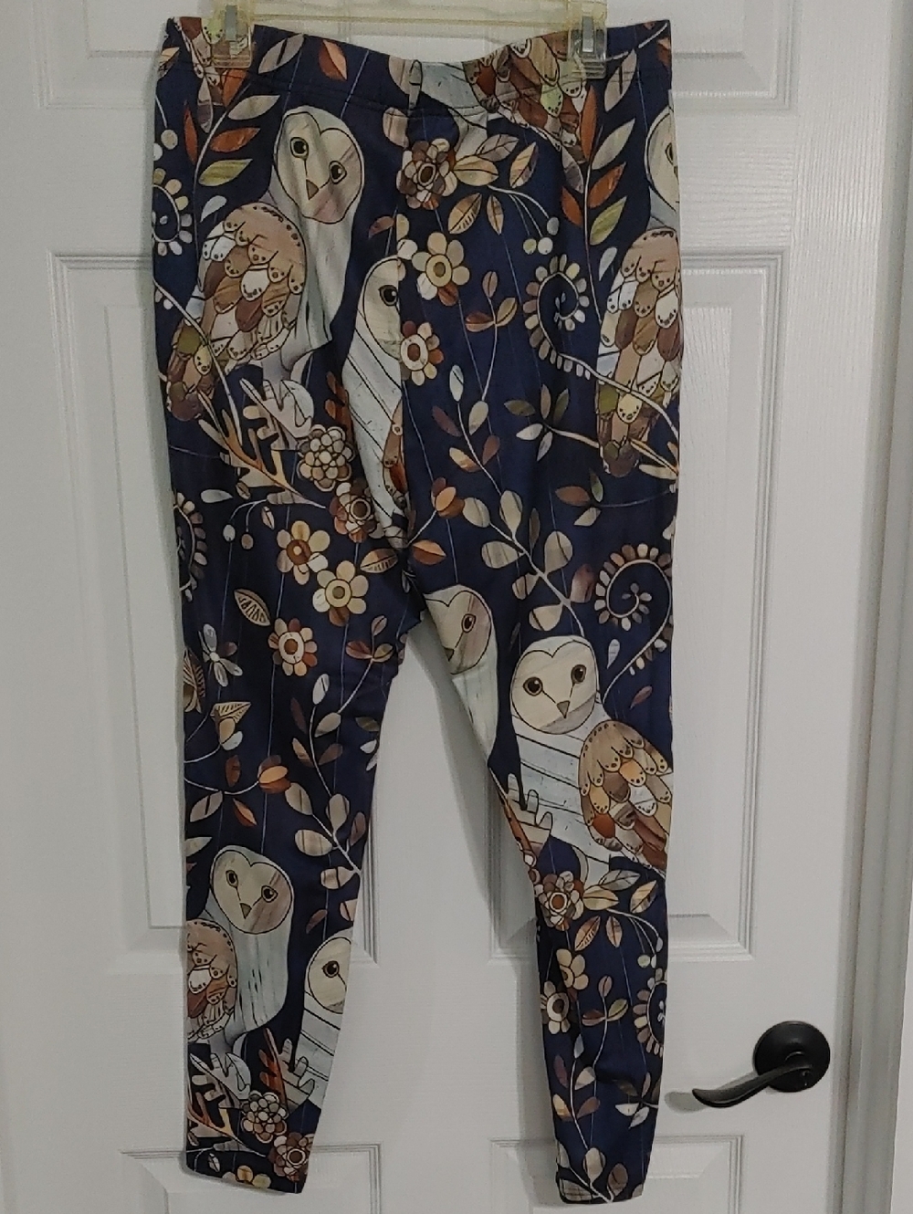 Owl Patterned Navy Blue Leggings Women's 2XL Like New Condition - Picture 4 of 5